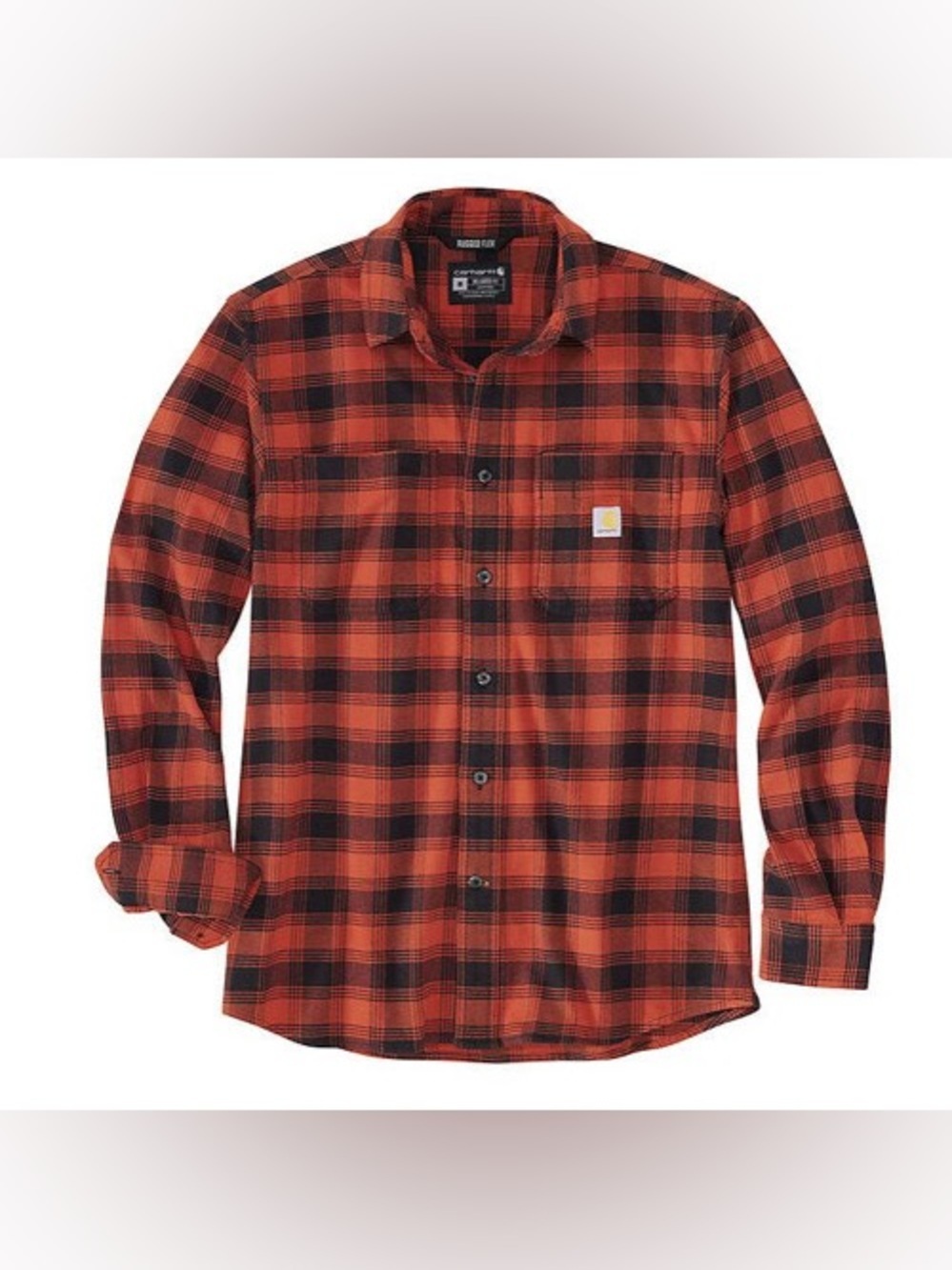 Carhartt Relaxed Fit Plaid Flannel Shirt Red Black Button Front Size L